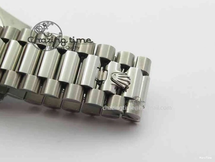 MiroTime 1218 Stylish Day Date 40mm SS BP Maker Best Edition Diamond Bezel Ice Blue Dial On SS Bracelet ETA 3699